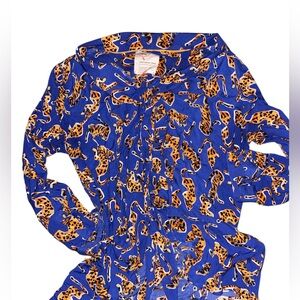 52 Conversations Anthropologie Colloquial Neck Tie Blouse Literal Leopard size 6